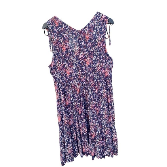 Caslon Navy Coral Painted Rain V-Neck Dress I Size:M - Picture 6 of 9